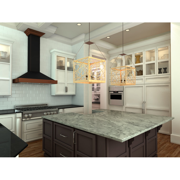 36" Hand-Hammered Copper Convertible Wall Mount Range Hood
