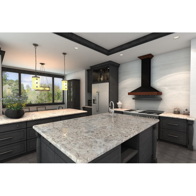36" Hand-Hammered Copper Convertible Wall Mount Range Hood