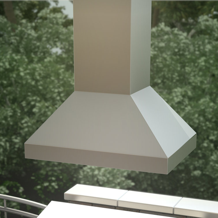 36'' Stainless Steel Convertible Island Range Hood with Charcoal Filter