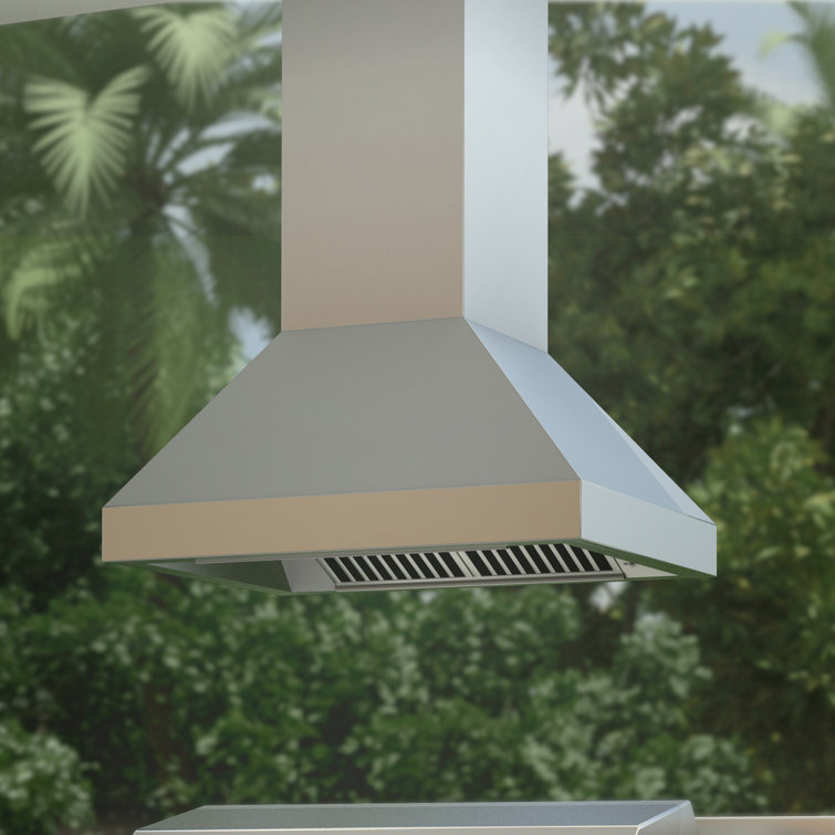 36'' Stainless Steel Convertible Island Range Hood with Charcoal Filter