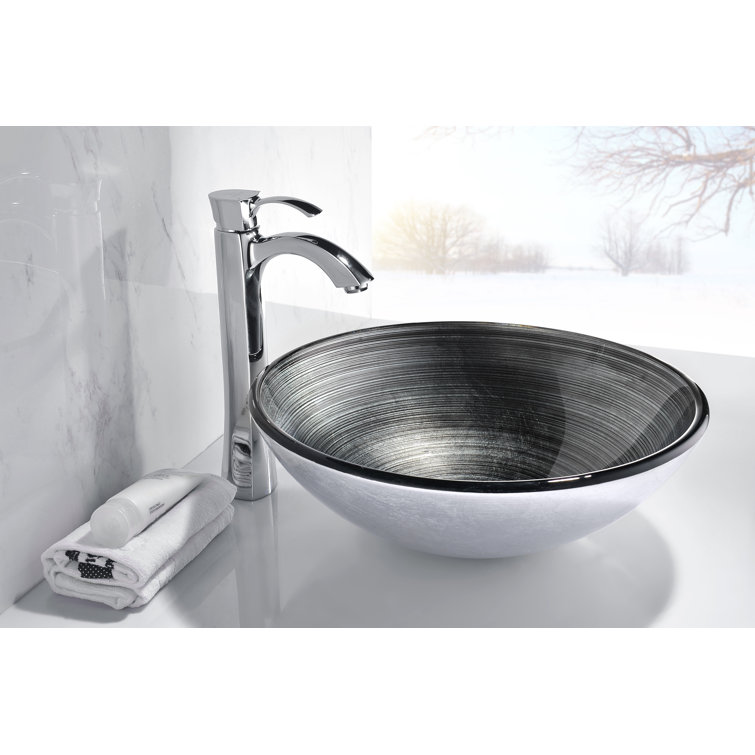 Tara 16.5'' Precious Storm Glass Circular Vessel Sink