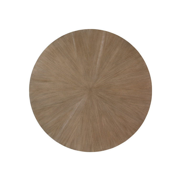 Contemporary 60" Beige & Silver Round Wood & Glass Dining Table