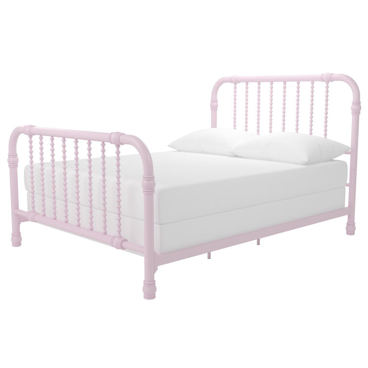Gold Full Metal Bed with Scrollwork Headboard