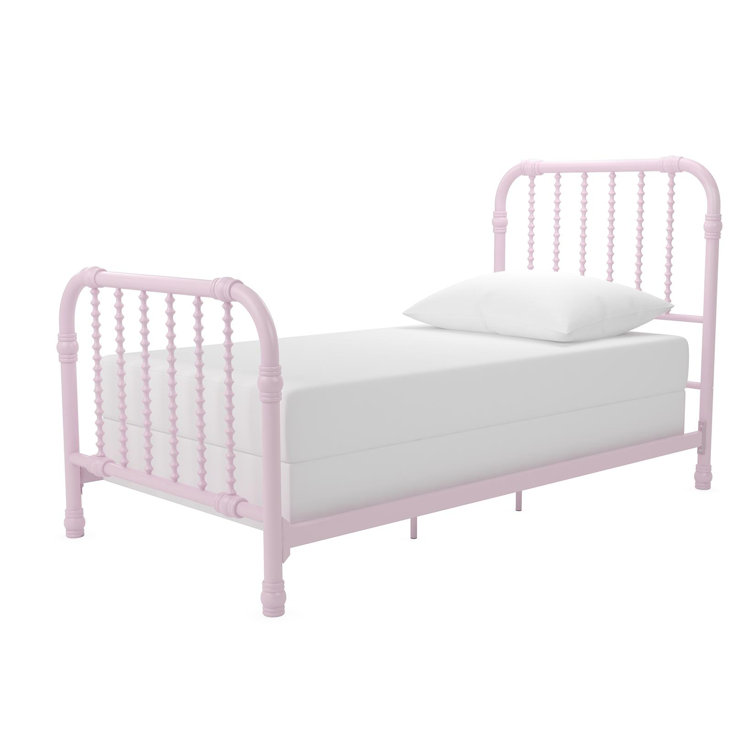 Gold Full Metal Bed with Scrollwork Headboard