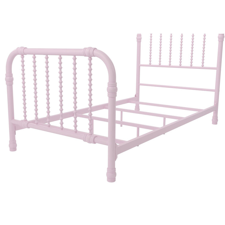 Gold Full Metal Bed with Scrollwork Headboard