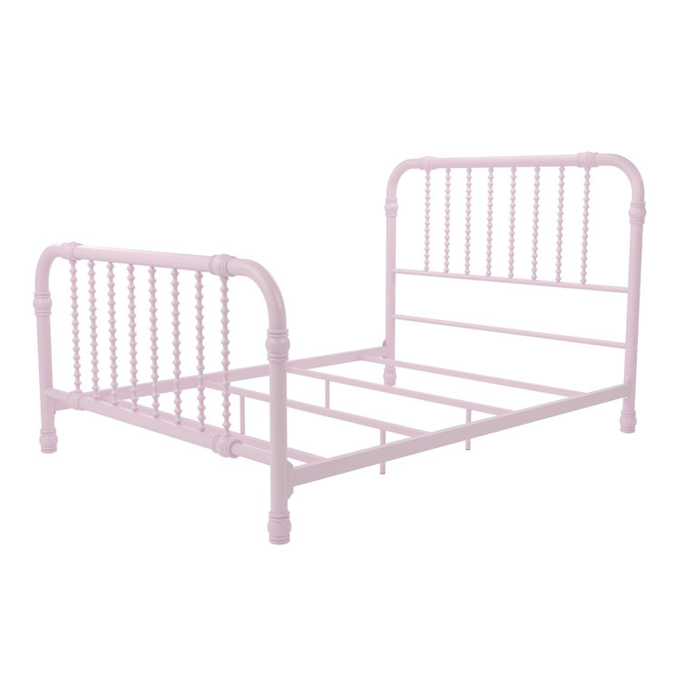 Gold Full Metal Bed with Scrollwork Headboard