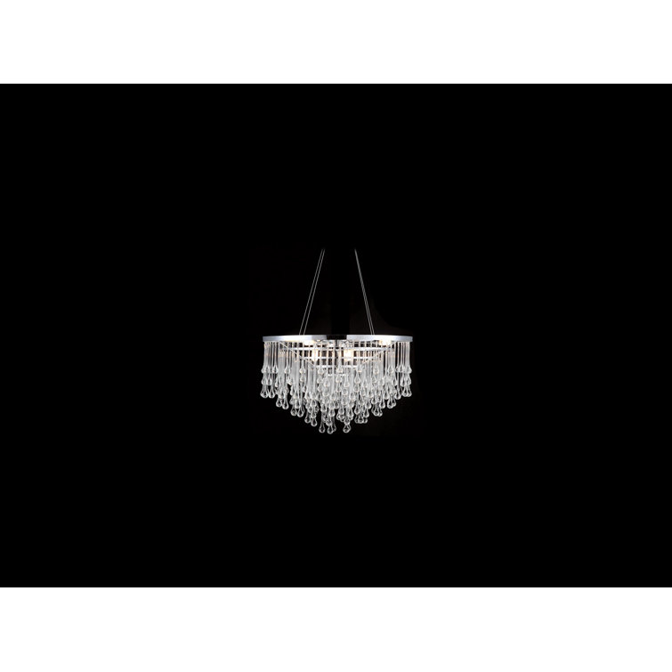 Hollywood Nickel and Crystal Teardrop Chandelier
