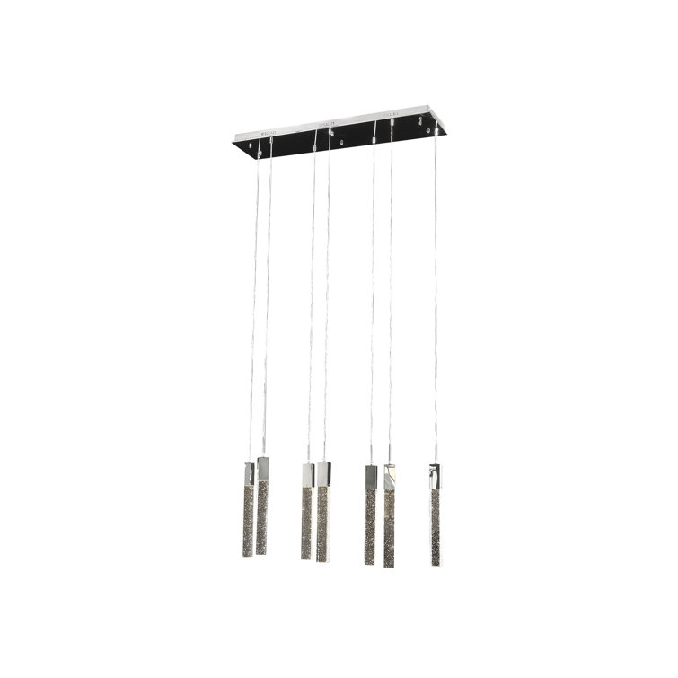Glacier Bubbled K9 Crystal 47" LED Island Pendant in Chrome