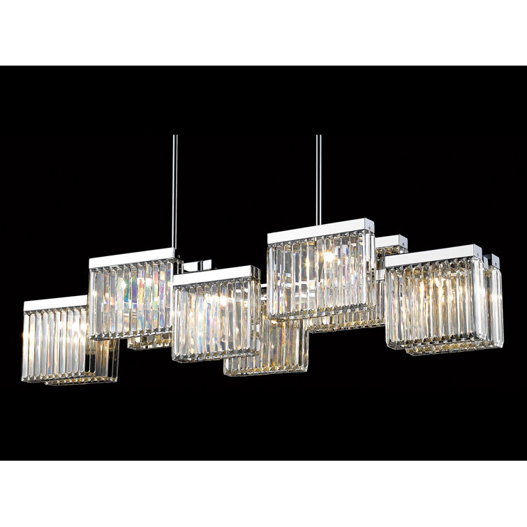 Polished Nickel and Crystal Kitchen Island Pendant Light