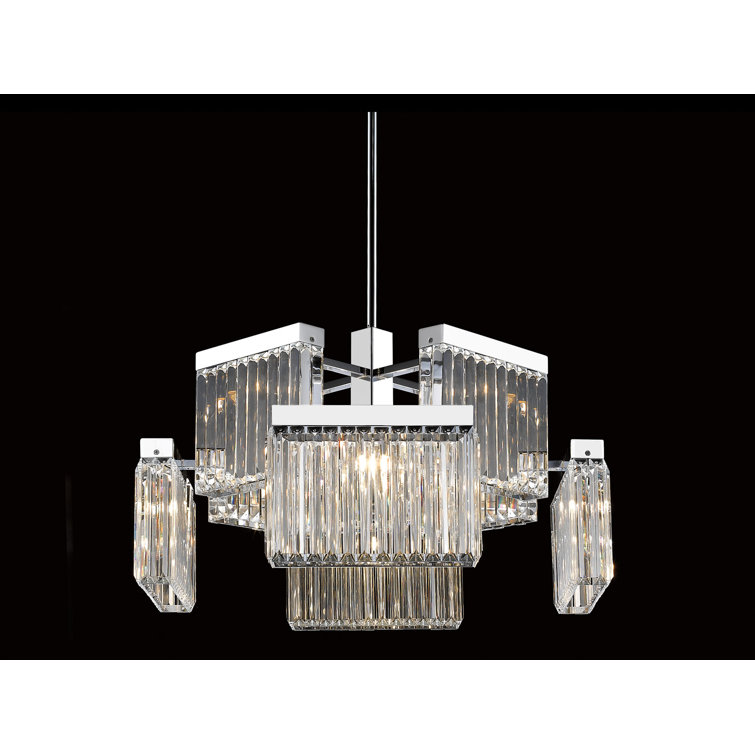 Broadway Elegance 28" Nickel & Crystal 8-Light Chandelier