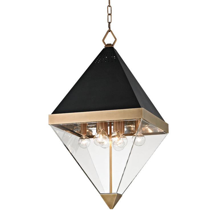 Coltrane Aged Brass and Black Textured 8-Light Diamond Pendant