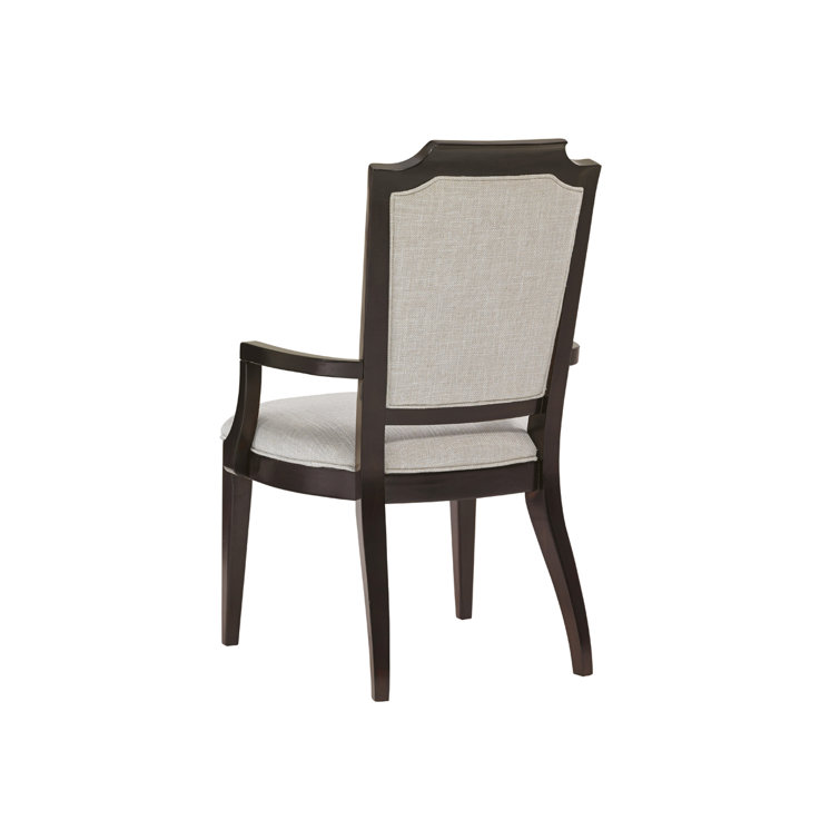 Beige and Brown Mahogany Transitional Arm Chair