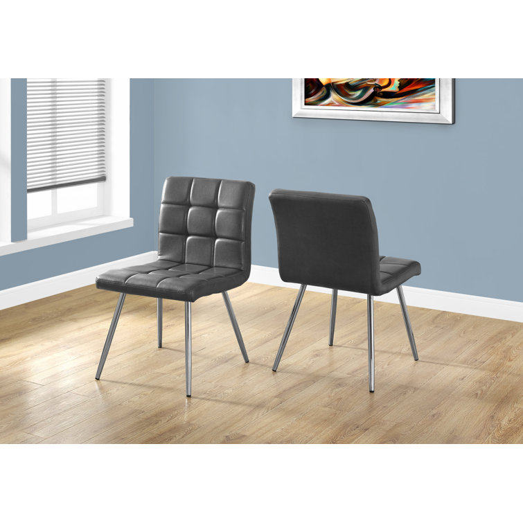 Contemporary Grey Faux Leather and Metal Side Dining Chair