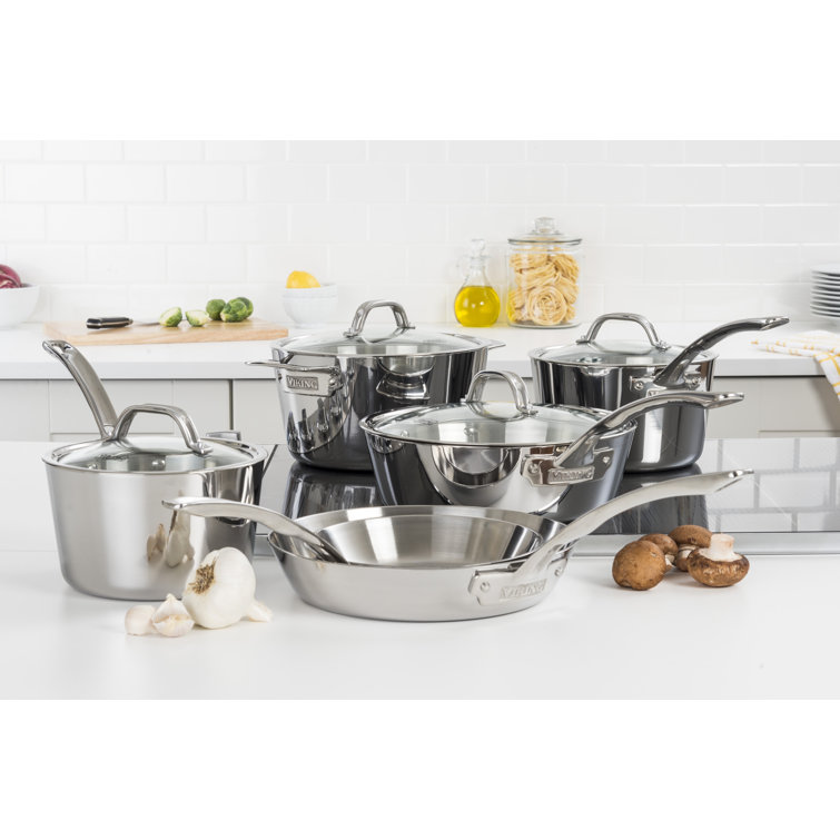 Viking 10-Piece Stainless Steel 3-Ply Cookware Set
