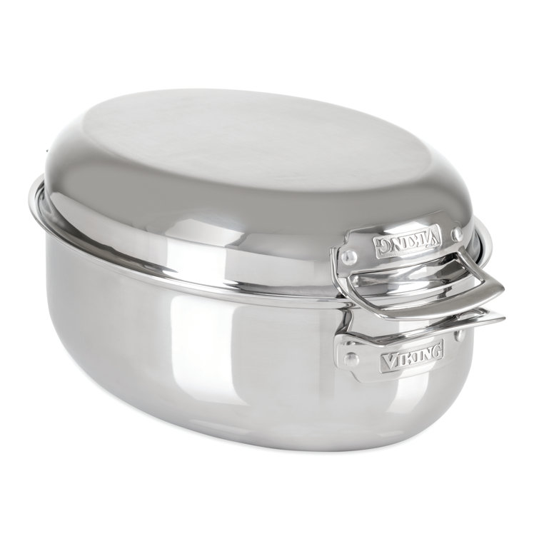 Viking 8.5 Quart Stainless Steel Oval Dutch Oven with Lid and Rack