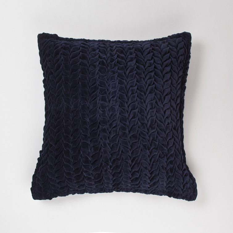 Indigo Waffle Knit Square Throw Pillow