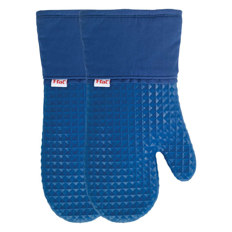 Blue Silicone Waffle Oven Mitts, Set of Two