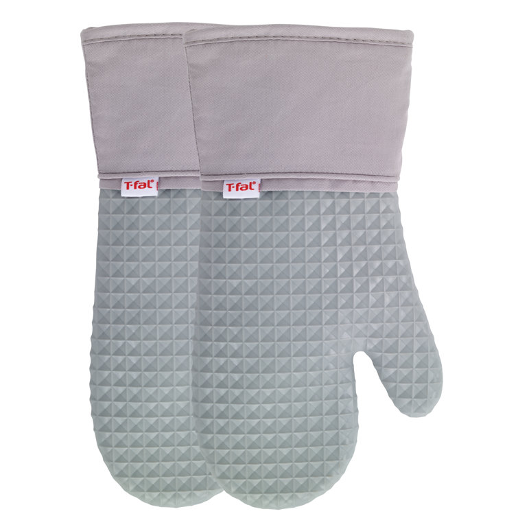 Gray Waffle Silicone Oven Mitts, Set of Two, 13 Inches