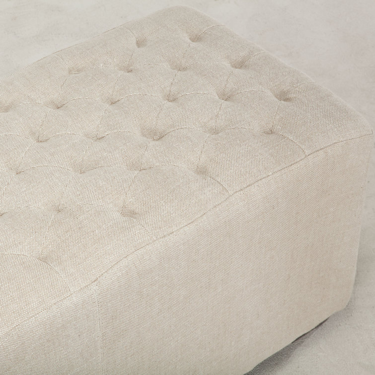 Arabella Beige Upholstered Bench with Antique Bronze Handles