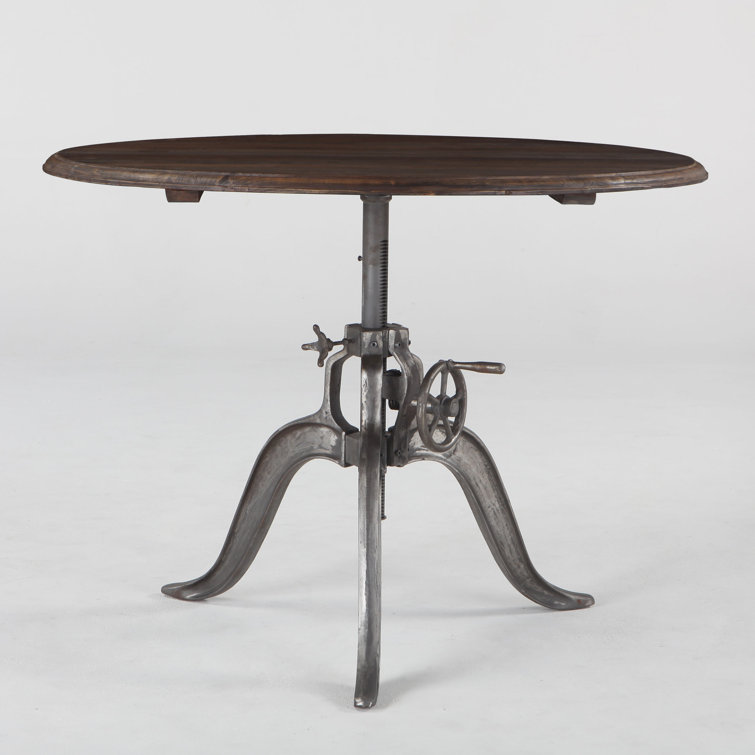 Reclaimed Teak Wood 46" Industrial Round Dining Table with Cast Iron Base