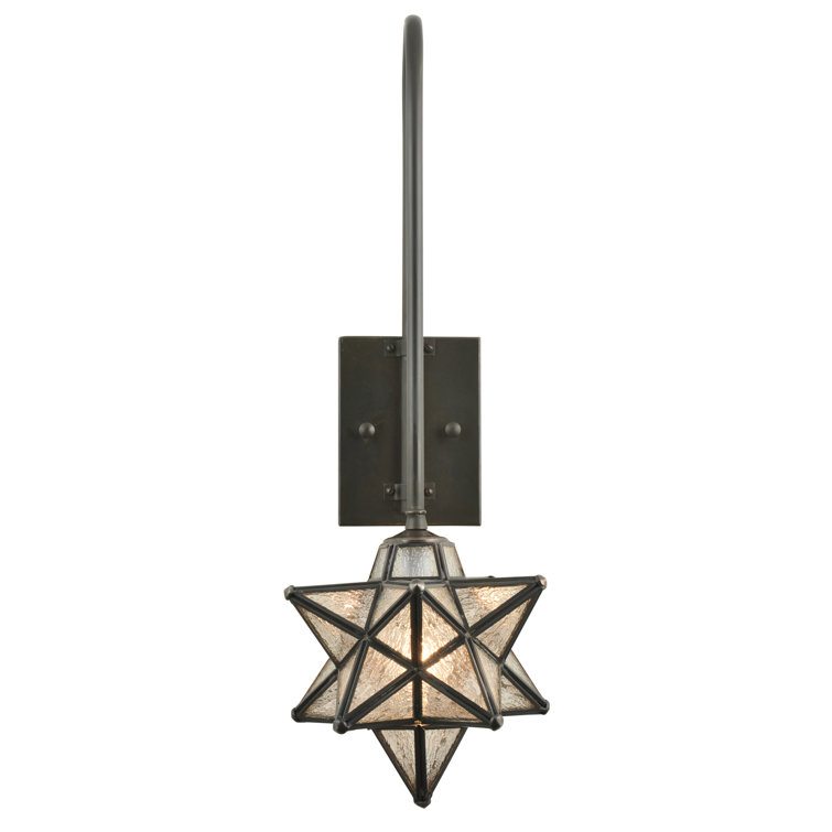 Moravian Bronze and Clear Seedy Glass Wall Sconce