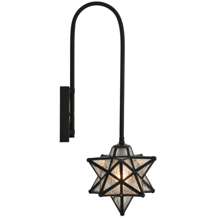 Moravian Bronze and Clear Seedy Glass Wall Sconce