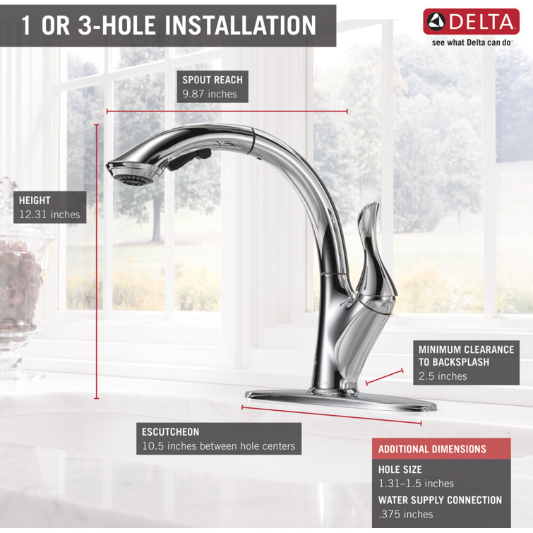 Linden Chrome Pull-Out Spray Single Handle Kitchen Faucet