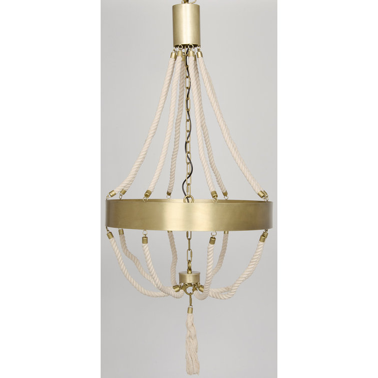 Antique Brass and Rope 8-Light Empire Chandelier
