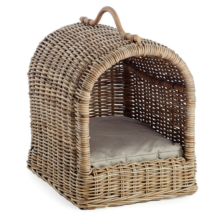 Small Elevated Rattan Orthopedic Canopy Pet Bed