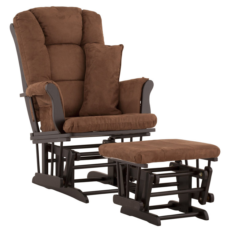 Black and Gray Wood Nursery Glider with Ottoman
