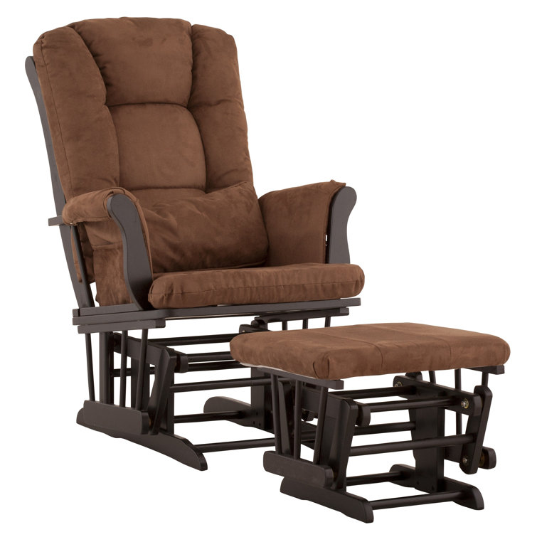 Black and Gray Wood Nursery Glider with Ottoman