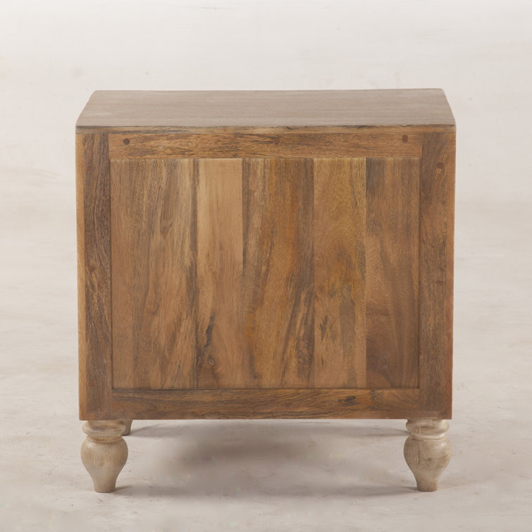 Natural Whitewash Mango Wood 2-Drawer Nightstand