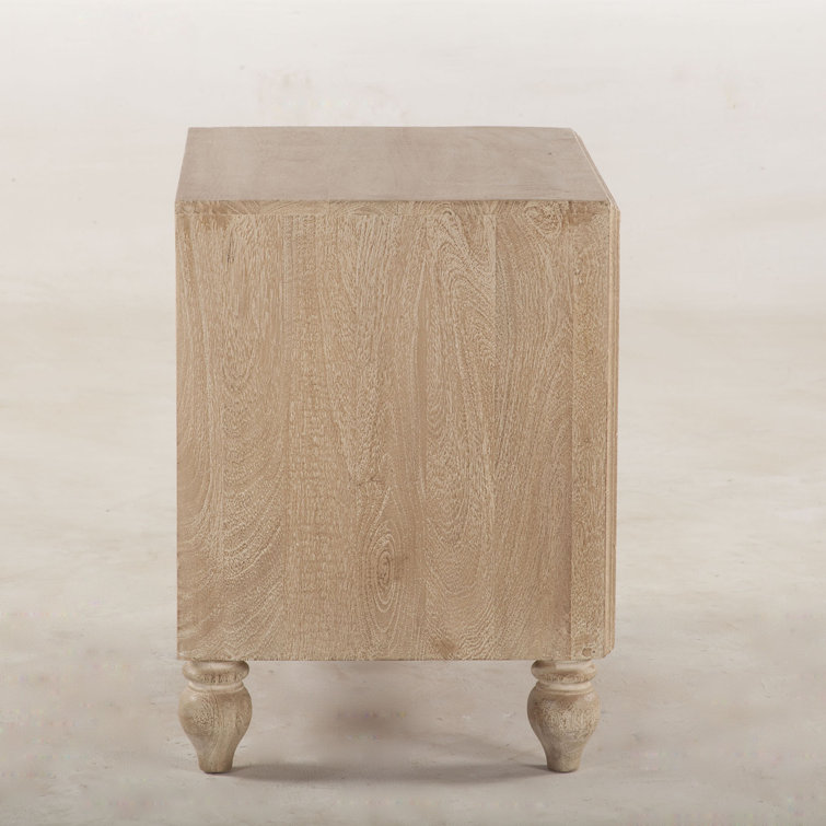 Natural Whitewash Mango Wood 2-Drawer Nightstand