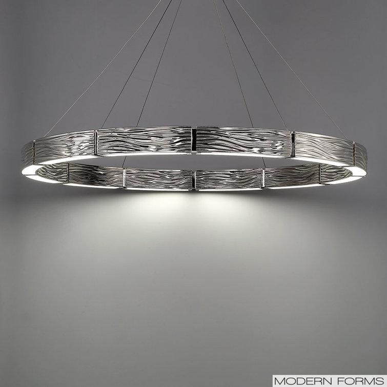 Zelda Polished Nickel 12-Light LED Wagon Wheel Chandelier with Opal Glass