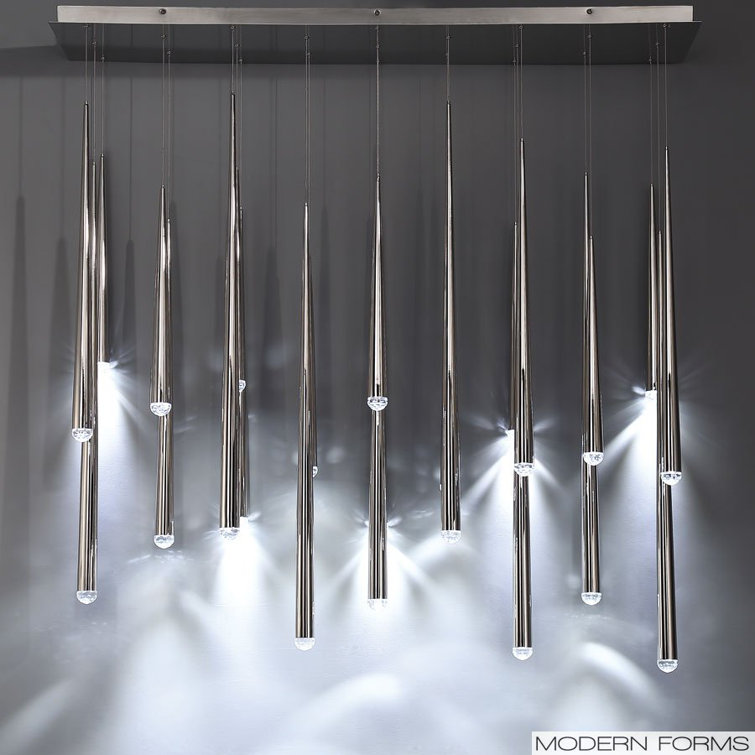 Cascade 23-Light Polished Nickel Crystal LED Island Pendant