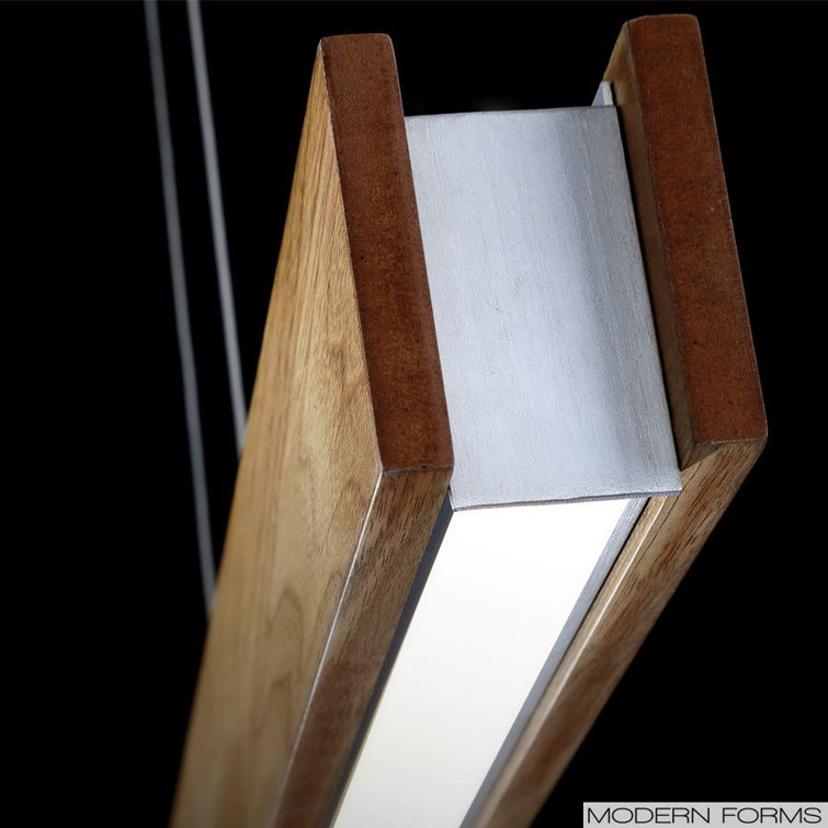 Walnut Wood and Tempered Glass Dimmable LED Pendant Light