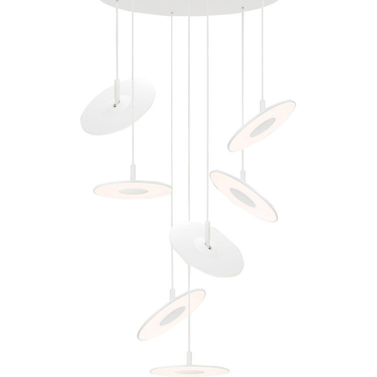 Circa Small White Geometric LED Pendant with USB Charging