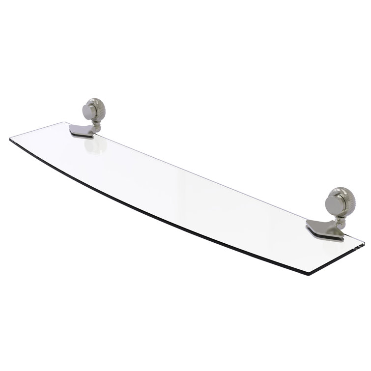 18-Inch Satin Nickel and Glass Wall Shelf