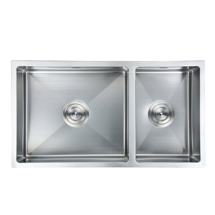 Prestige 32'' Satin Stainless Steel Double Bowl Undermount Kitchen Sink