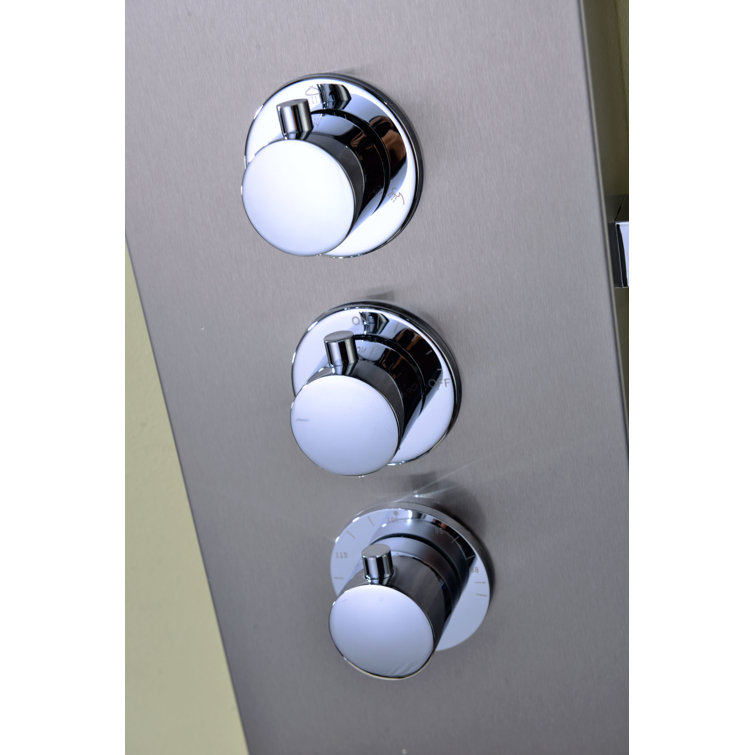 Arc 64'' Brushed Stainless Steel Shower Panel with LED Rainfall Head