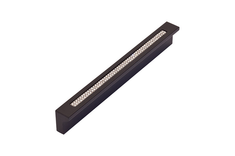 Matte Black Crystal Inset Bar Pull with Mounting Hardware