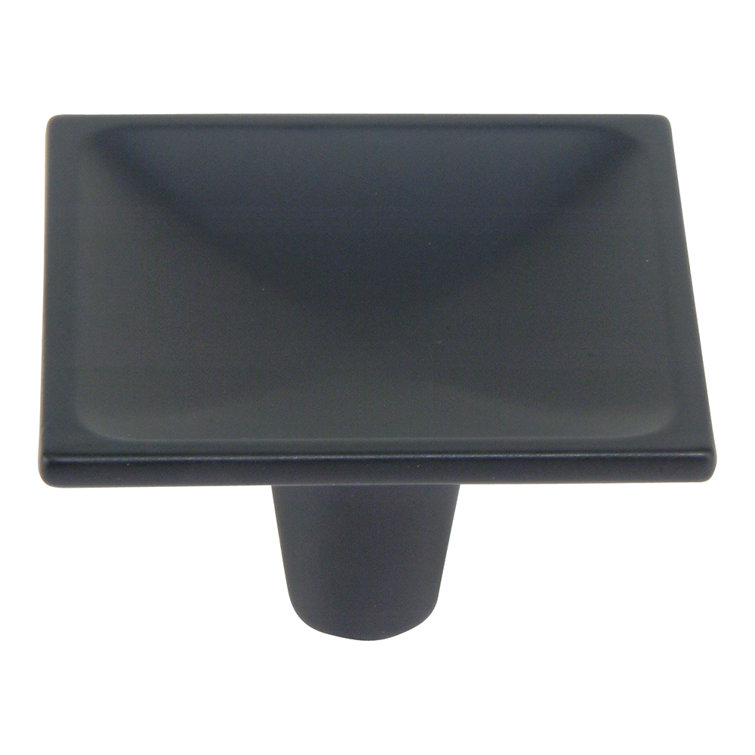 Matte Black Square Modern Knob with Mounting Hardware