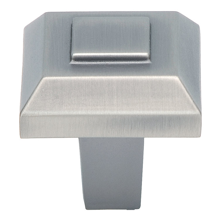 Pewter Square Knob with Mounting Hardware, 1 1/2" Length