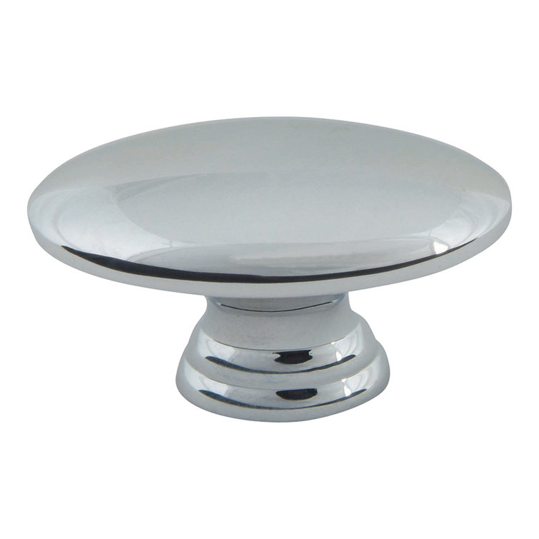 Polished Chrome Oval Knob with Mounting Hardware