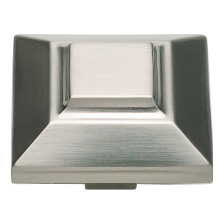 Brushed Nickel Square Knob with Mounting Hardware