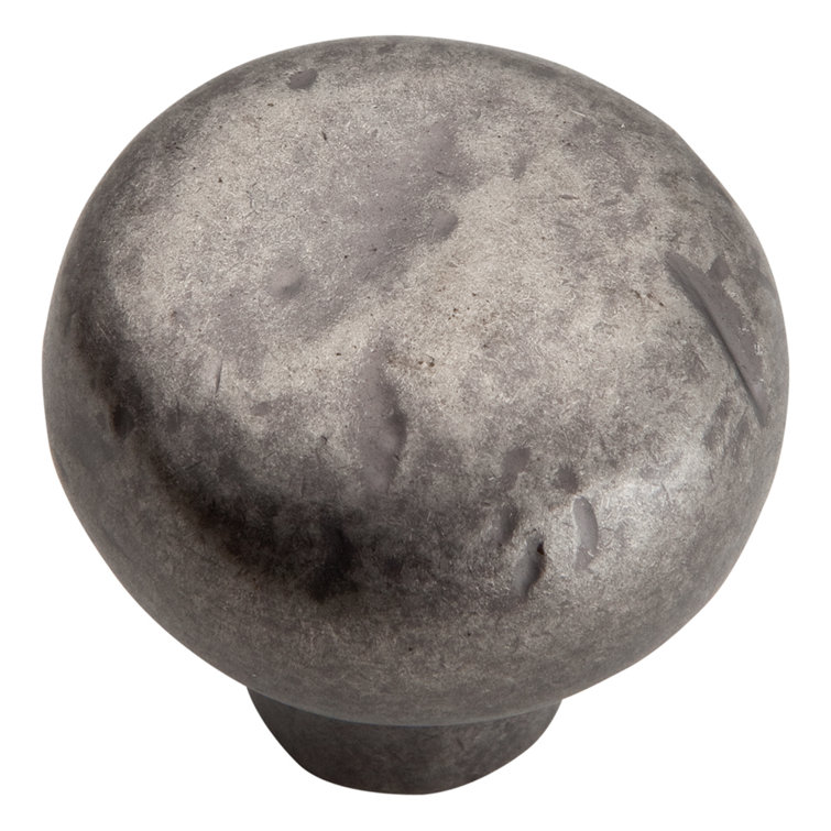 Distressed Pewter Round Knob with Mounting Hardware