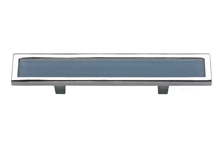 Polished Chrome Blue Modern Bar Pull with Mounting Hardware