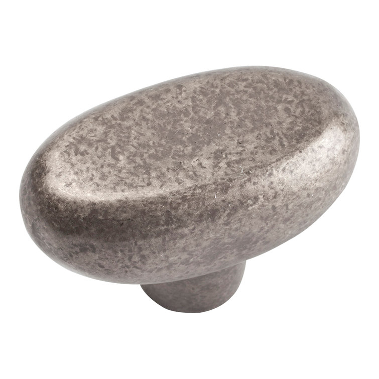 Pewter Oval Knob with Mounting Hardware, 1 3/4" Length