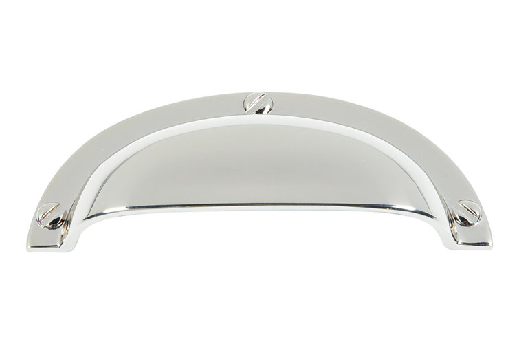 Polished Nickel Modern Cup Pull with Mounting Hardware