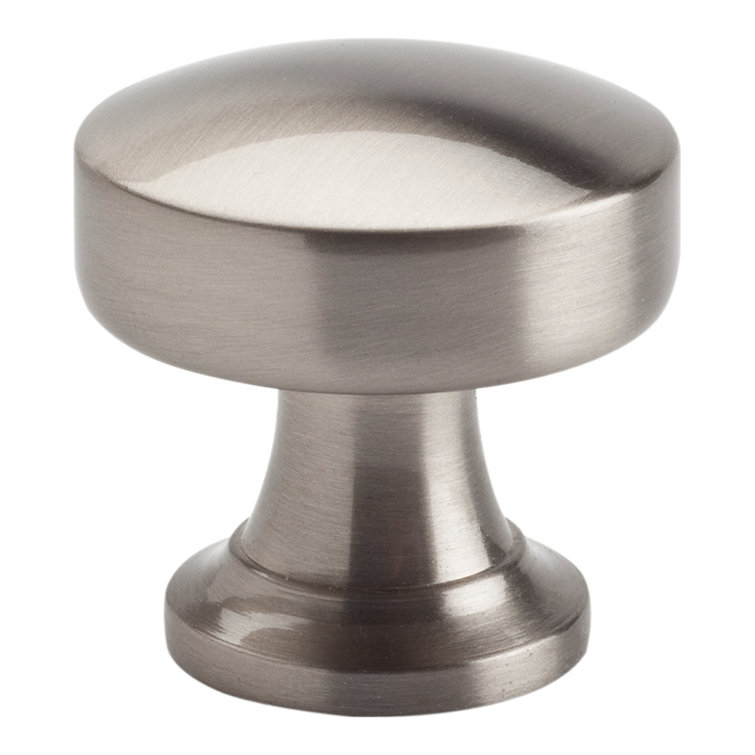 Brushed Nickel Round Metal Knob with Mounting Hardware
